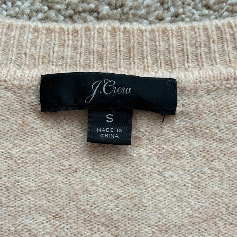 J.Crew‎ Merino Wool Alpaca Blend V-Neck Sweater Womens Small Neutral Beige EUC - Picture 4 of 13